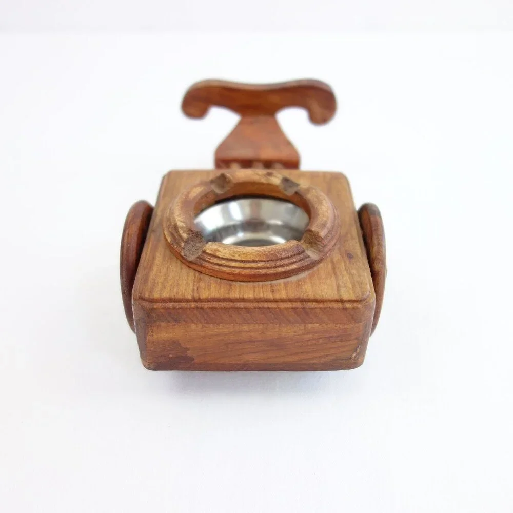 Vintage Handcrafted Small Wooden Oxen Cart‎ Ashtray